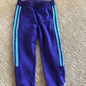 Kids Adidas sweatpants in purple/turquoise
